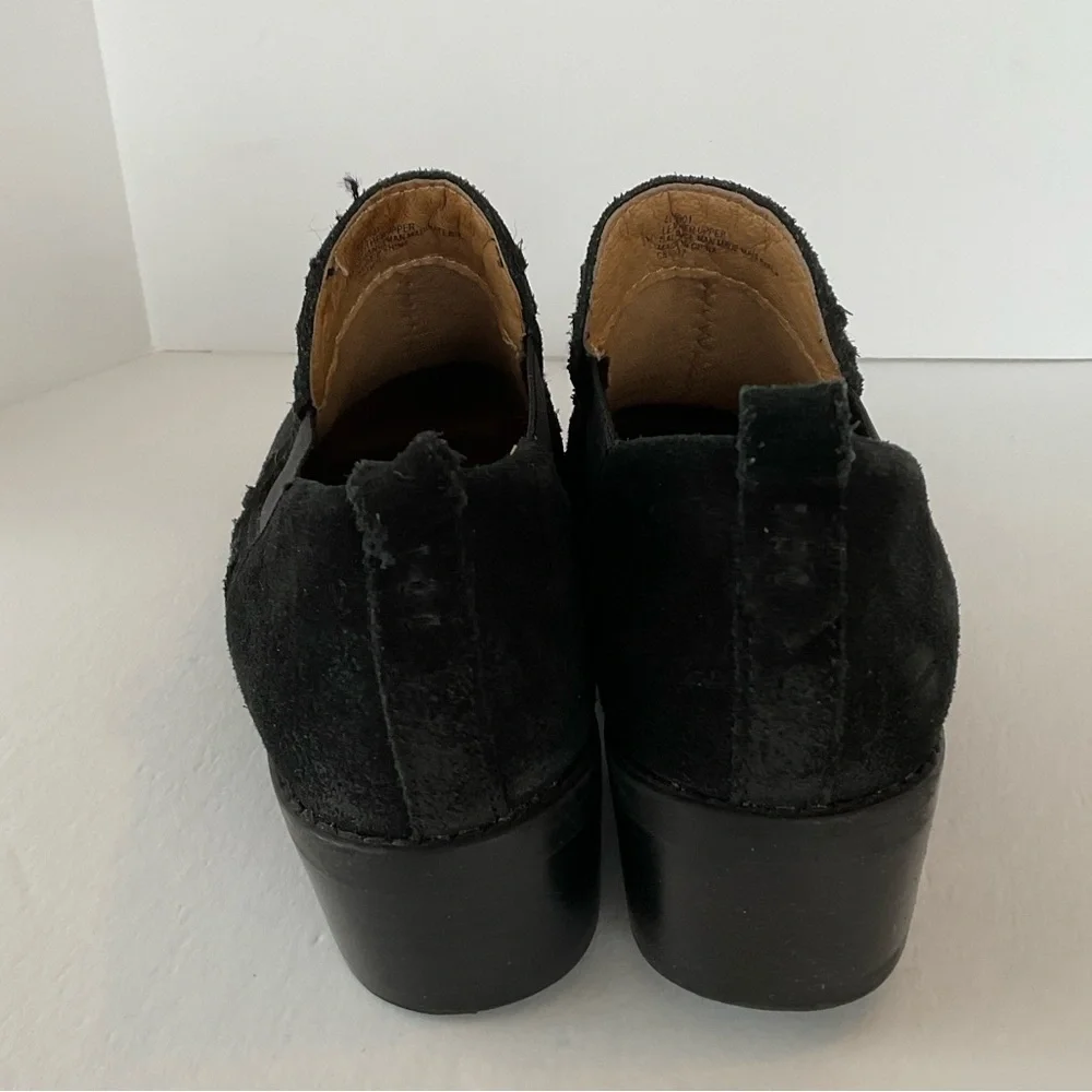 Montana Black Suede Leather Booties‎ Slip On Western Shoes Size 6M 6